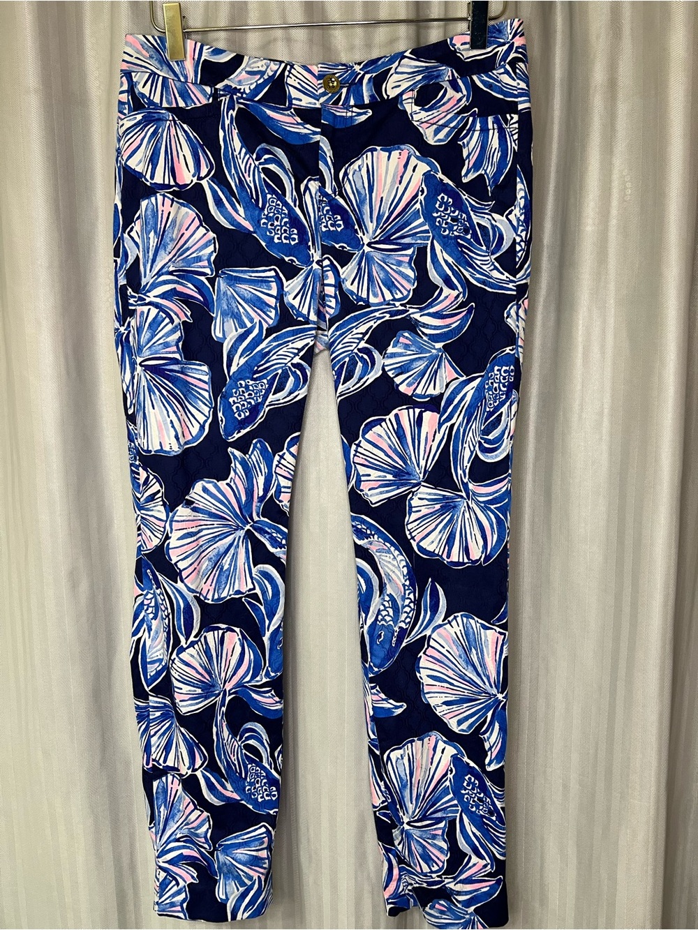 Lilly Pulitzer Navy Shell textured Stretch Pants size 6